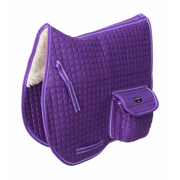 Horse English Quilted Faux Fur All-Purpose Saddle Pad Purple w/ Pockets 72152PR