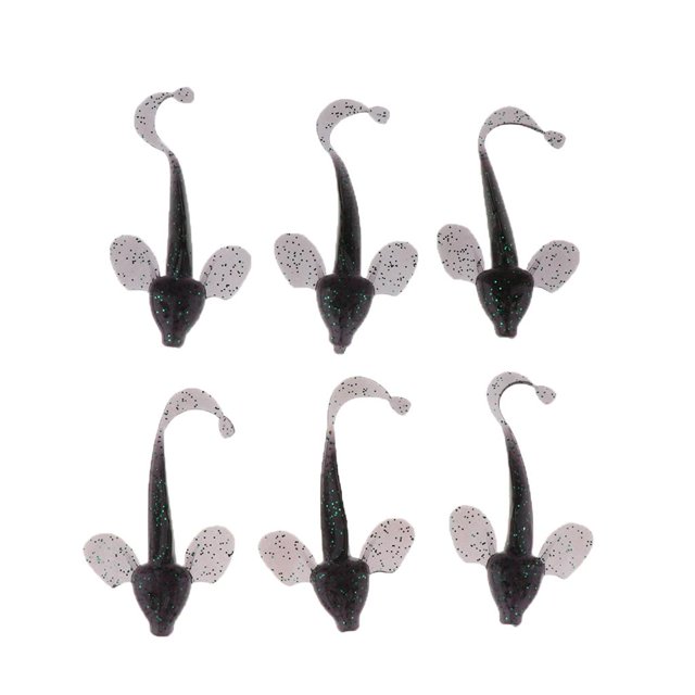 6 uds., Señuelos de , , cebo de de plástico suave, agua salada, cabeza de plantilla de agua dulce, 10 cm Púrpura Soledad Señuelos de gusano Grub