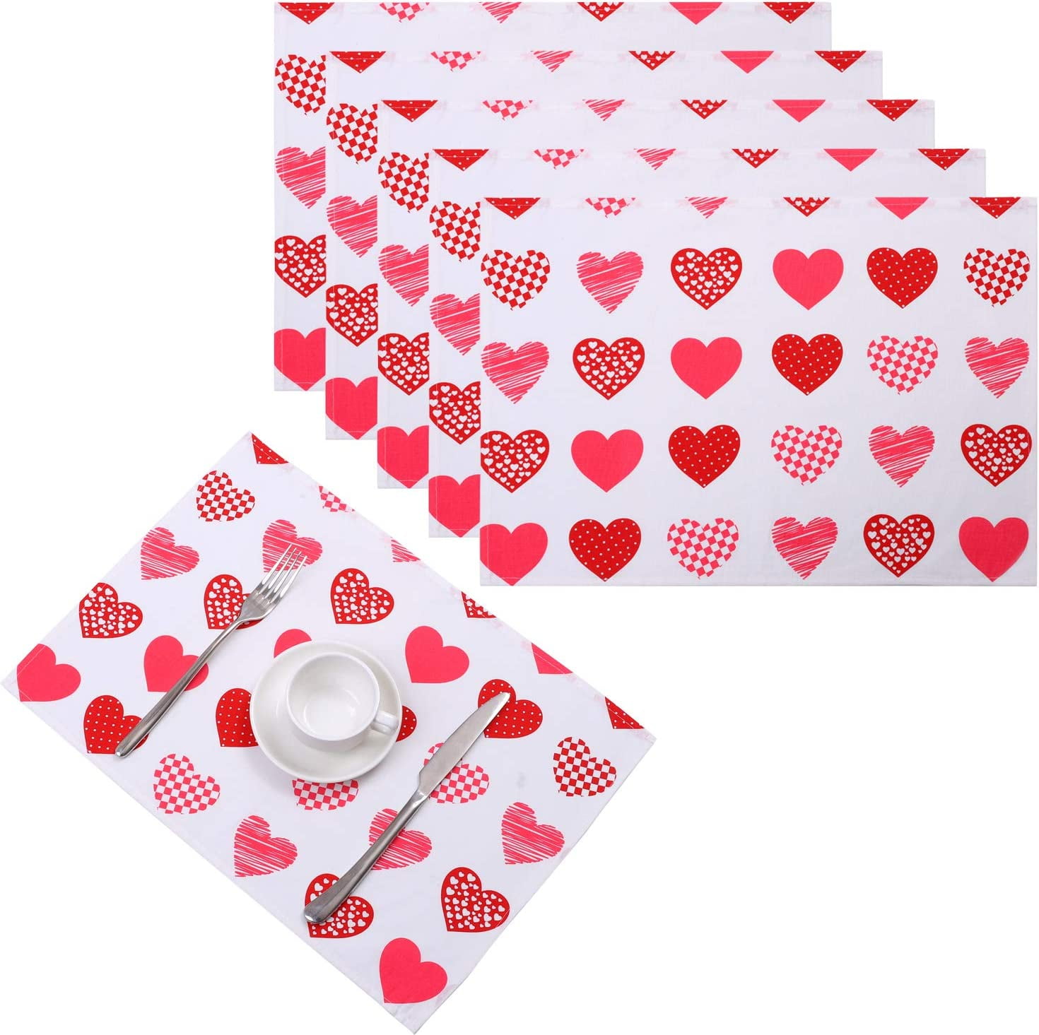 SPXUBZ Valentine's Day placemats, all kinds of grid line love 18x12