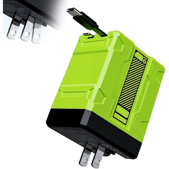 Charger with Retractable Cables，Upgraded 3-in-1 Charger, supports 80W fast charging, equipped with Type-C cable and wall socket with 2 USB ports, suitable for mobile phones, tablets, and computers