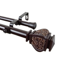 Home Decorative Margot Double Curtain Rod 120-170" - Mahogany