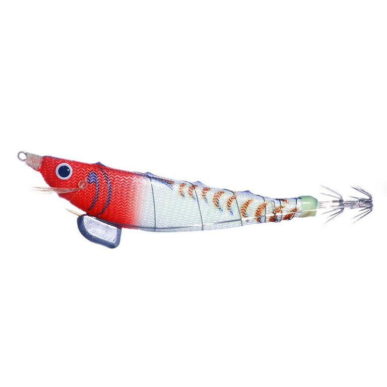 Kotyreds Luminous Wood Shrimp Fishing Lures 12cm 14.3g Artificial Bait (Red  White) 
