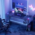 thumbnail image 2 of Soontrans 55" Z Shaped Gaming Desk, Computer Gaming Table Desk with LED Lights, Carbon Fibre Home Office Desks PC Gamer Workstations with Cup Holder & Headphone Hook, 2 of 7