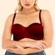 thumbnail image 2 of Sujetador con aros para mujer, copa 1/2, Push Up, tirantes extraíbles, sujetador suave y sedoso, sujetador con aros, rojo 42D, 2 of 7