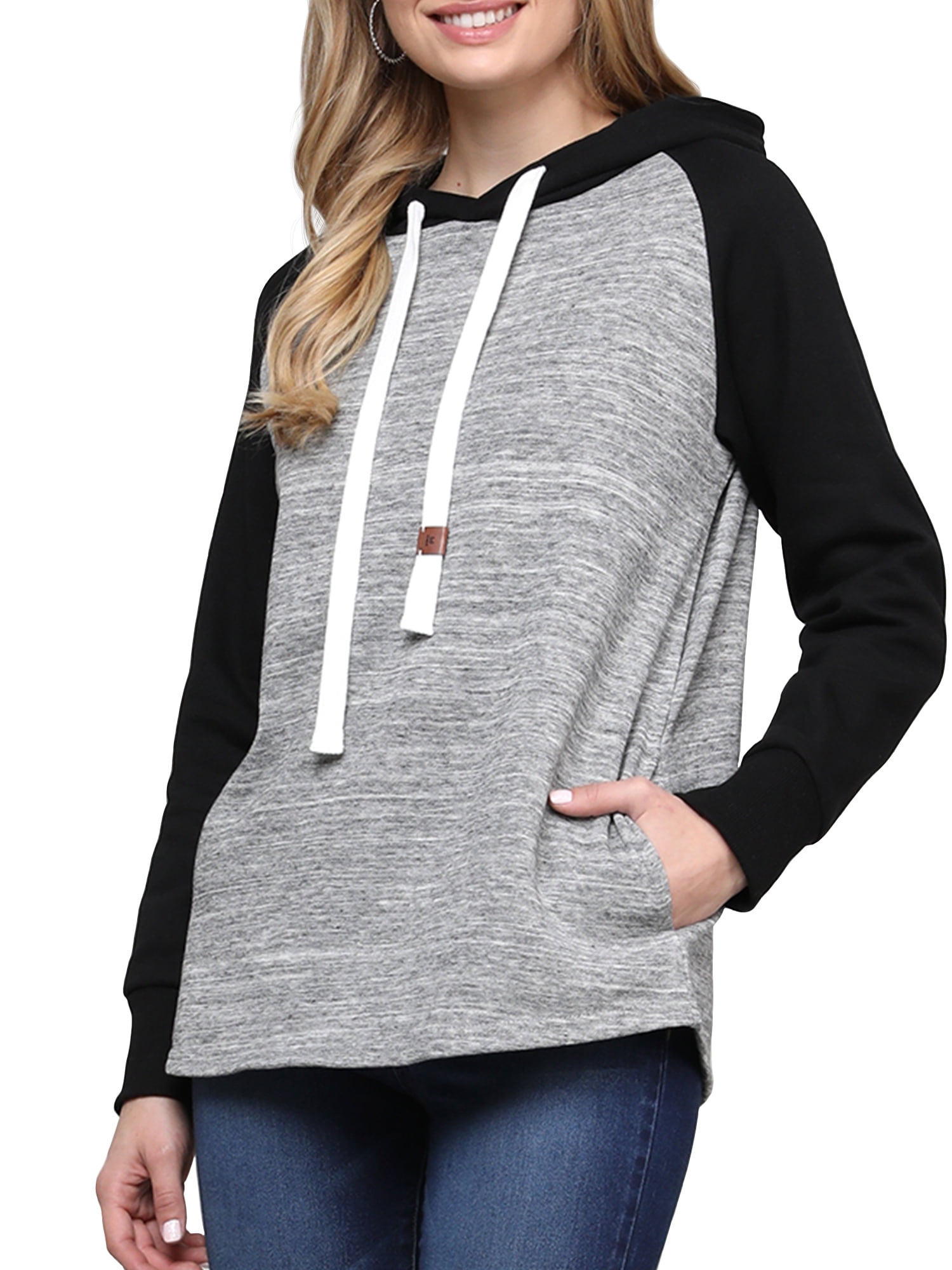 Generic Womens Long Sleeve Side Stripe Pullover Hoodie Sweatshirt