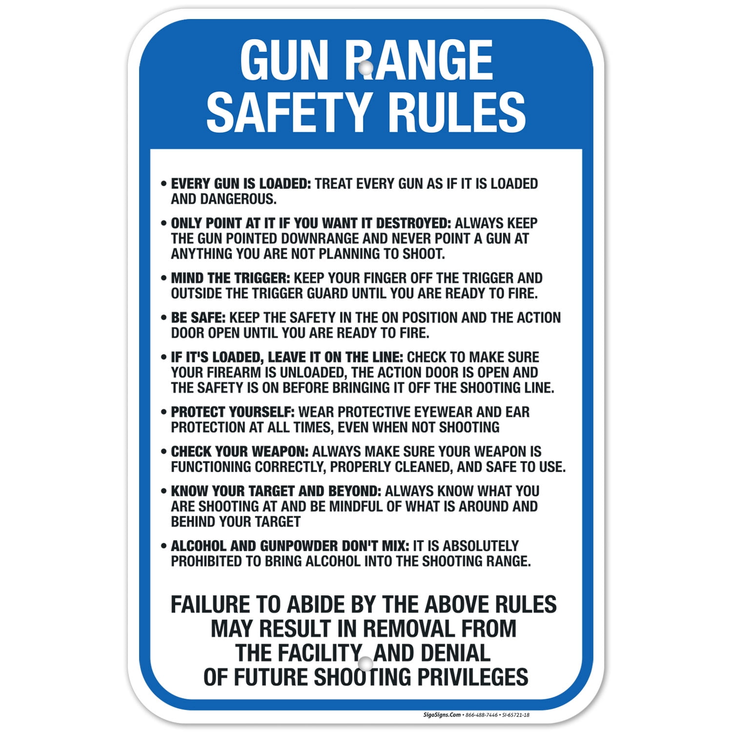 Gun Range Safety Rules Sign, (SI-65721) - Walmart.com