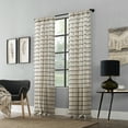thumbnail image 3 of Clean Window Twill Stripe Anti-Dust Linen Blend Sheer Curtain Panel, 52"x84", Black/Linen, 3 of 9