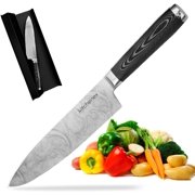 Chef Knife - KITCHENEX Pro Chef’s Kitchen Knife High Carbon Damascus Steel 67 Layer Cooking Knife w/ 8” Sharp Precision Blade & Ergonomic Micarta Handle – Rustproof Kitchen Cutlery – Comes In Luxuriou