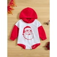 thumbnail image 2 of Bagilaanoe Newborn Baby Girl Boy Christmas Hooded Romper Sweatshirt Long Sleeve Bodysuit Letter/Stripe/Santa Claus Print Pullover 3M 6M 12M 18M Infant Casual Tee Tops, 2 of 8