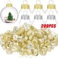 thumbnail image 2 of 200/100 piezas de adornos de bolas navideñas redondas, tapas de perchas doradas extraíbles para bricolaje, bolas de árbol de Navidad, decoración de fiesta de año nuevo para el hogar, 2 of 5