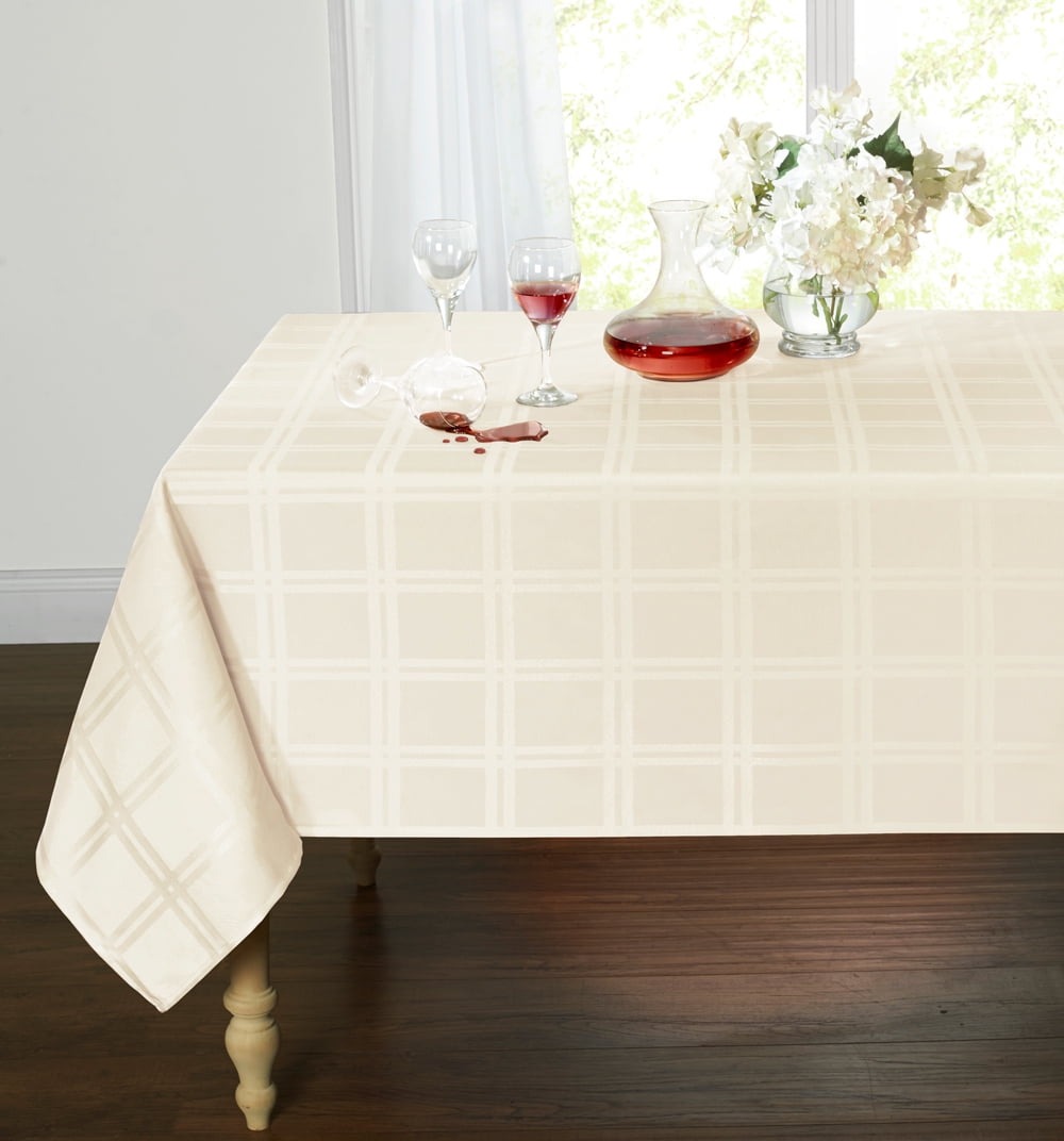 Spill Proof/Stain Resistant Plaid Tartan Fabric Tablecloth (60 in. W x