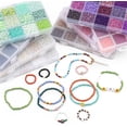 thumbnail image 6 of Synzerm 15 Color 4mm Small Assorted Glass Seed Beads,3mm Bugle Beads Friendship Bracelet Kit,2mm Tiny Tube Beads for Jewelry Making(Green Bead) S03, 6 of 11