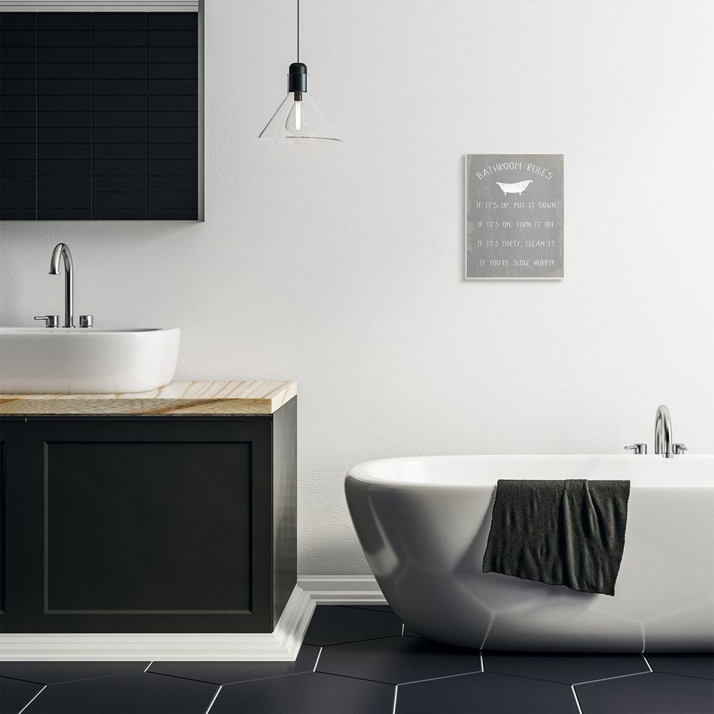 Stupell Industries Countryside Bathroom Rules Sign with Claw Bath Designed by Daphne Polselli
