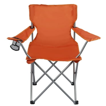 Ozark Trail Folding Camp Chair with Cup Holder – Lightweight, Portable Outdoor Chair for Camping, Tailgating & Sports – Orange Crush