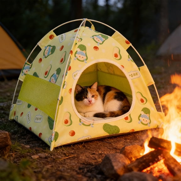 HJuyYuah Foldable Pet Tent House, Breathable Mesh Cat Dog Bed for Indoor Outdoor Travel Camping