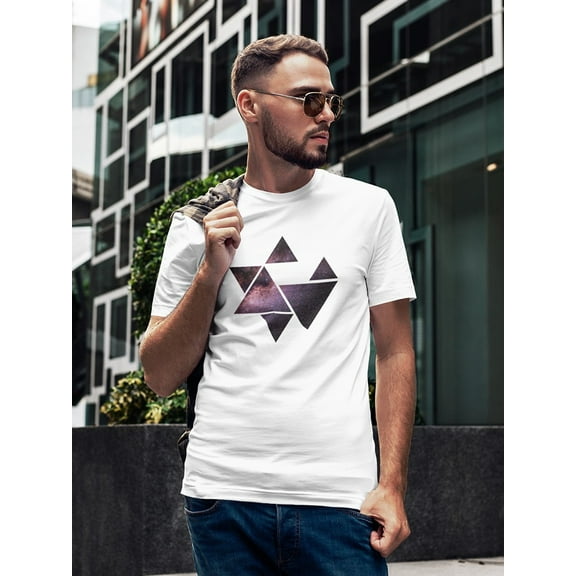Galaxy Defaced Star Design Men White T-Shirt, Male Small