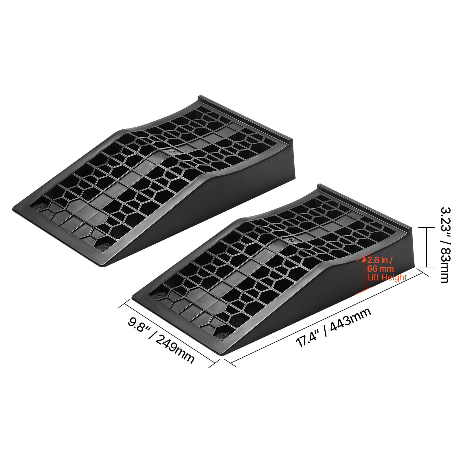 KFFKFF Car Ramps, Set of 2 with 20,000 lbs Load Capacity, 2.6-inch Lift Height, Portable Low-Profile Design for Garage Maintenance and Oil Changes, Durable for Low-Chassis Vehicles and Jack Support
