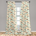 thumbnail image 5 of Ambesonne Indie Curtains, Retro Mustache Pattern, Pair of 28"x95", Orange Brown and Teal, 5 of 5