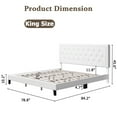 thumbnail image 4 of Tookss Upholstered Platform Bed with Diamond Button Tufted & Nailhead Trim Headboard,King Size Bed Frame,Faux Leather,Wood Slats Support,Easy Assembly,No Box Spring Needed,White, 4 of 9