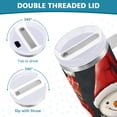 thumbnail image 3 of Yayeee 40oz Stainless Steel Tumbler with Straw and Handle Double-Wall Insulated Travel Water Bottle, Red Snowmen, 3 of 8