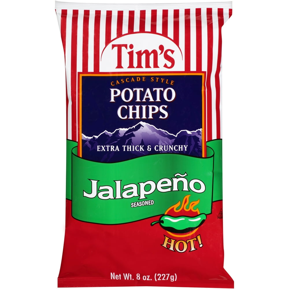 Tims Cascade Style Potato Chips Jalapeno Seasoned 8 Oz.