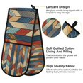 thumbnail image 2 of Yayeee Double Oven Mitt Kitchen Heat Resistant Baking 35" x7" Quilted Glove, Beige Geometric, 2 of 6