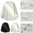 thumbnail image 1 of NJDVHB Économies d'Automne et d'Hiver! Chandails en Molleton pour Hommes, Chemises à Manches Longues, Chandail Décontracté à Manches Longues Col Rond Patchwork, Blanc, m, 1 of 3