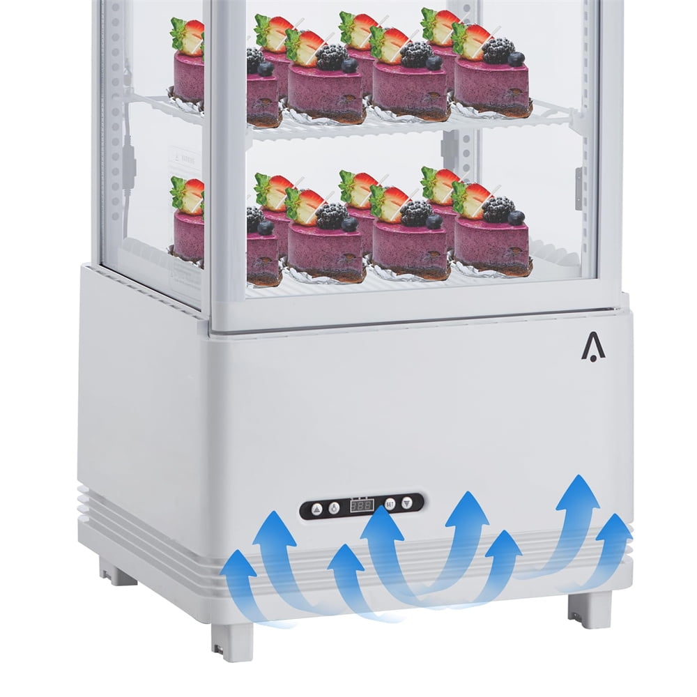 Commercial Refrigerator - 3.46 cu.ft. 98L, Upright Beverage Cooler, Countertop Design with LED Light, Ideal for Home, Store, Gym, Office, and Cafe Restaurant