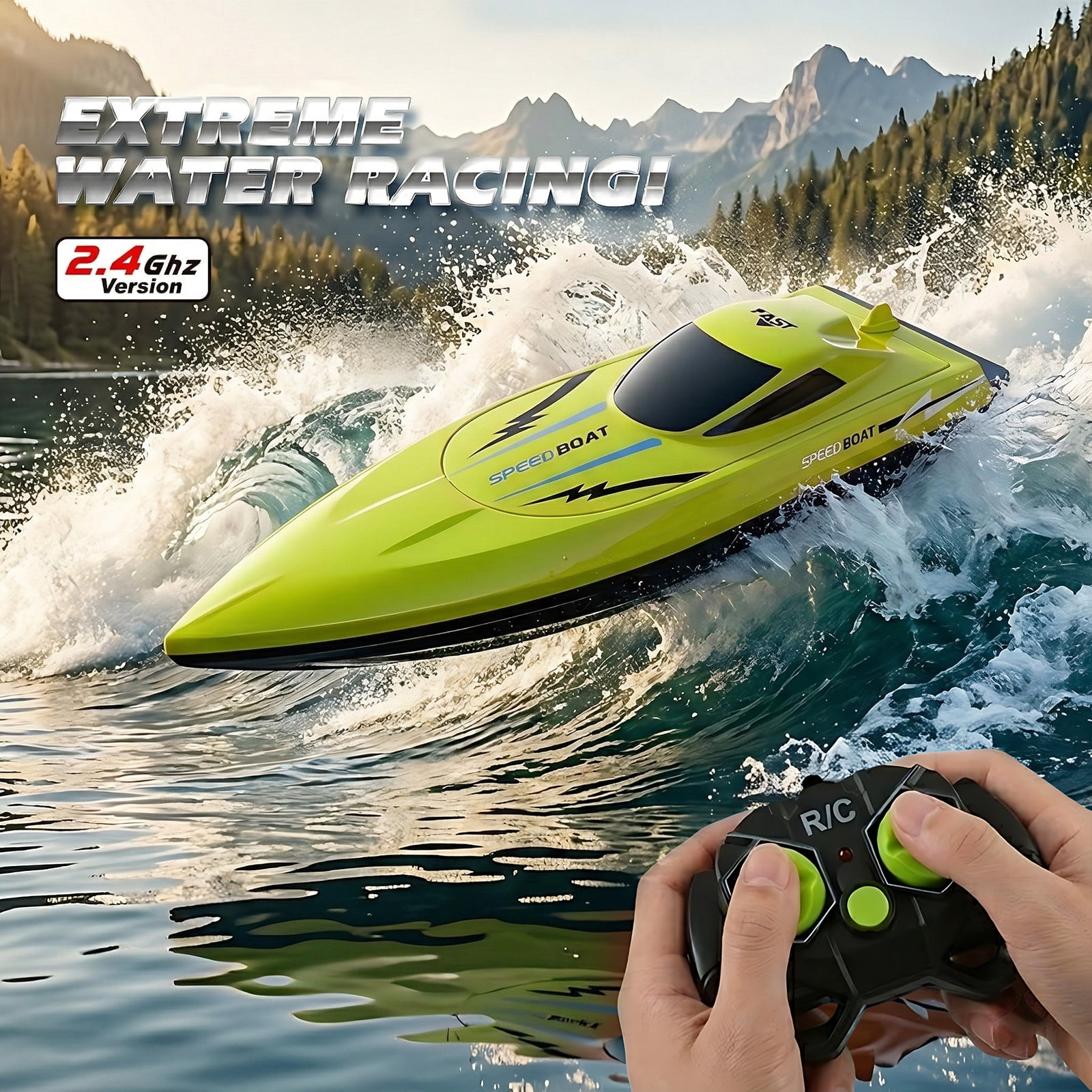 RC Speedboat, Funtogether Toys, MS300 with Dual Motors, 2.4GHz Waterproof Racer for Pools & Lakes, Gift for Kids