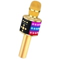 thumbnail image 1 of Micrófono de karaoke BONAOK Bluetooth inalámbrico Q78 con LED dorado, 1 of 8