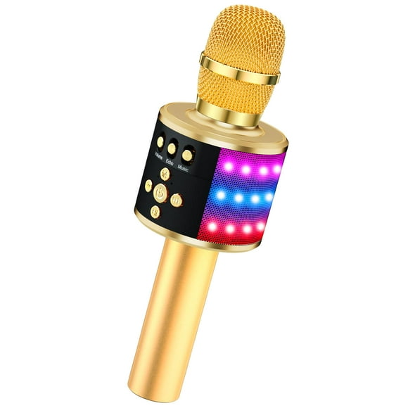 Micrófono de karaoke BONAOK Bluetooth inalámbrico Q78 con LED dorado