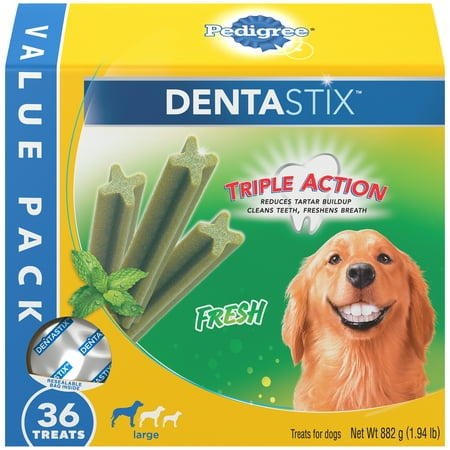 Pedigree Dentastix Large Dental Dog Treats, Fresh Flavor, 1.94 lb. Value Pack (36
