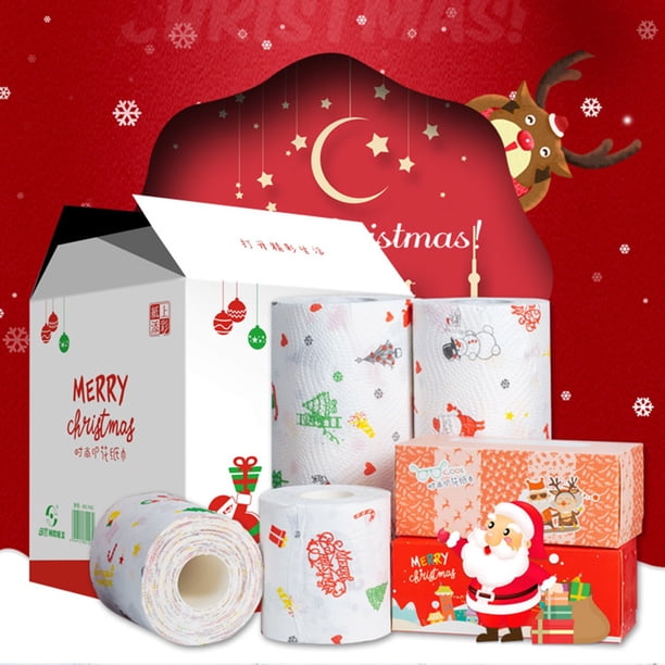 Weloille Christmas Set Gift Paper Towel Kitchen Paper Pumping Paper Printing Roll Paper Full Set Teissuly WER202310162390
