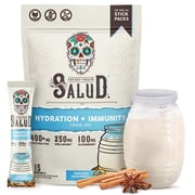 Salud 2-in-1 Hydration Packets + Immunity Electrolytes Powder, Horchata - Jamaica Agua Fresca Drink Mix, Elderberry, Dairy & Soy Free, Non-GMO, Gluten Free, Vegan, Low Calorie, 1g Sugar (15 Servings)