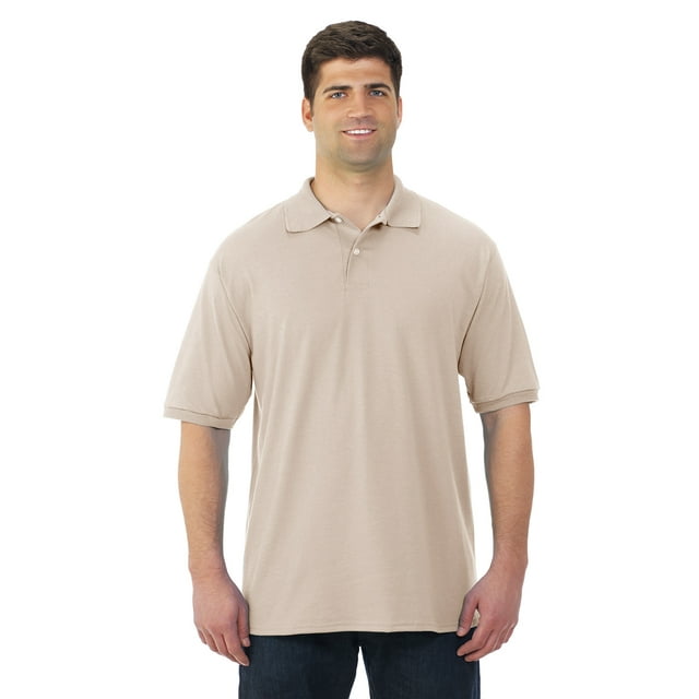 Jerzees Mens SpotShield Short Sleeve Jersey Sport Shirt, XL, Sandstone