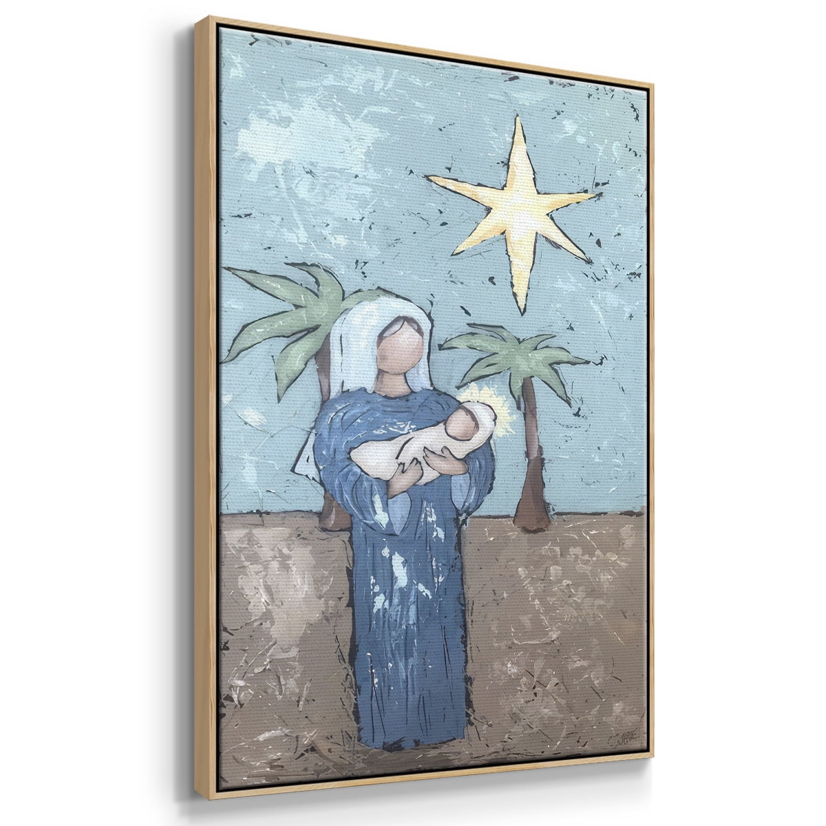 A Silent Night II - Framed Gallery Wrapped Holiday Canvas - 27 x 41 - Natural Wood Frame
