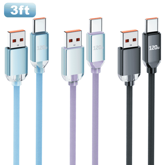 OWNTECH USB A to USB C [3Pack, 3FT]Cable, Fast Charger Cord Nylon Braided Compatible with Samsung Galaxy Series and Other USB C Devices-Muticolor