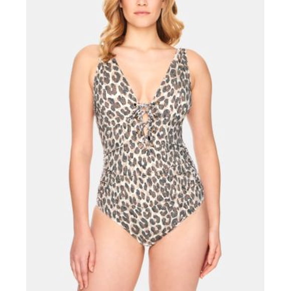 Swim Solutions Maillot de Bain une Pièce Contrôle du Ventre Wild Thing, Créé pour Macy's - Léopard