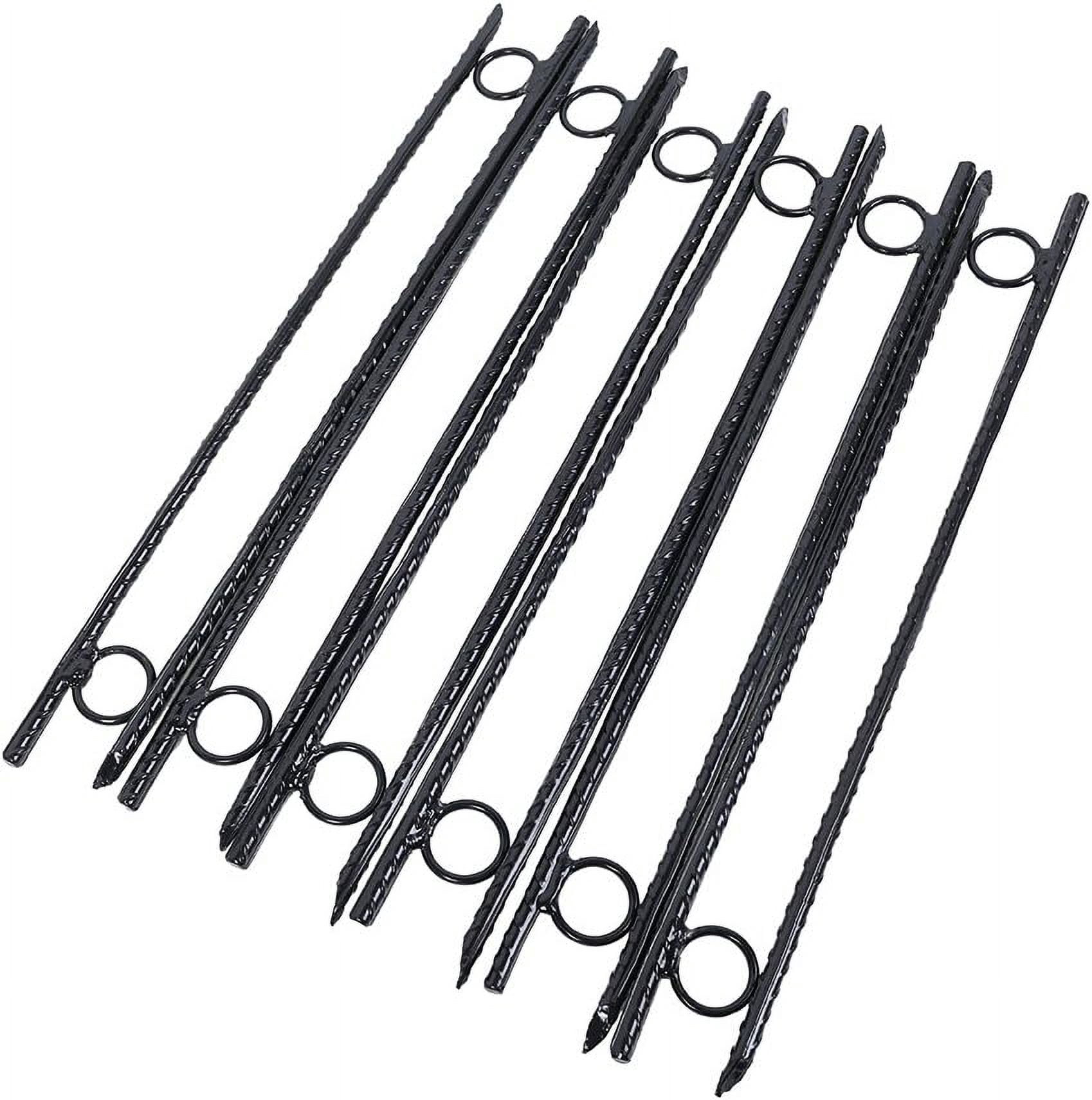 12pcs Rebar Stake with loop Grip 3/8x 18 Inch Steel Durable Heavy Duty Tent Canopy Ground Stakes with Angled Ends and 1 Inch Loops for Campsites and Canopies
