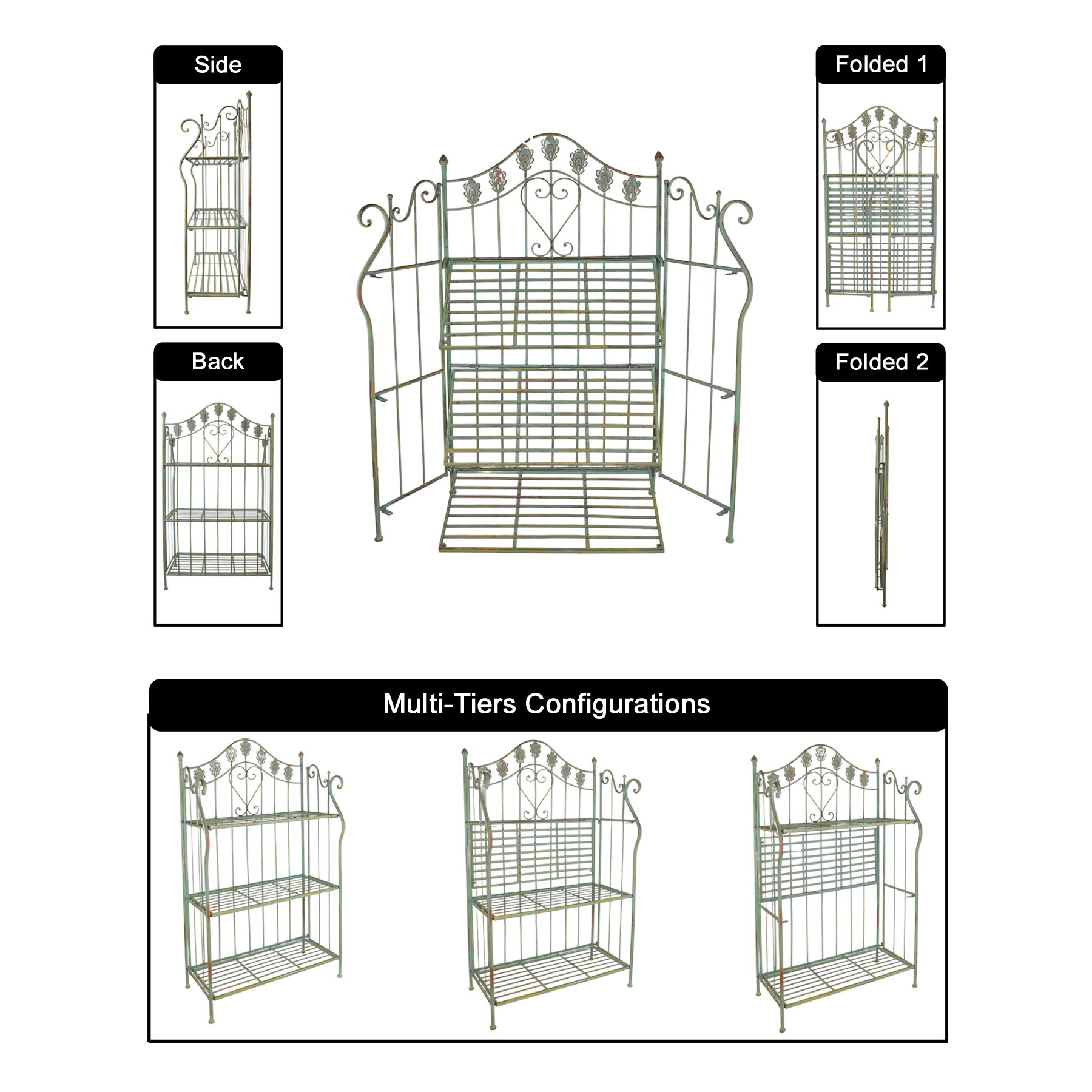 Westcharm 41 inch Tall Pre-Assembled Folding Metal Shelf | Plant Stand ...