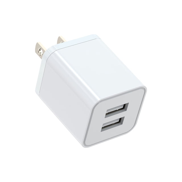 Enchufe USB, cargador de pared USB, paquete de 2, enchufe eléctrico USB de doble puerto, cubo de carga de 5 V y 2,4 A, enchufes USB compatibles