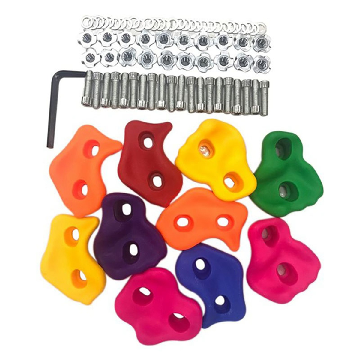 30Pcs Mixed Color Plastic Children Kids Rock Climbing Wood Wall Hand Feet Holds Grip Kits with Screws