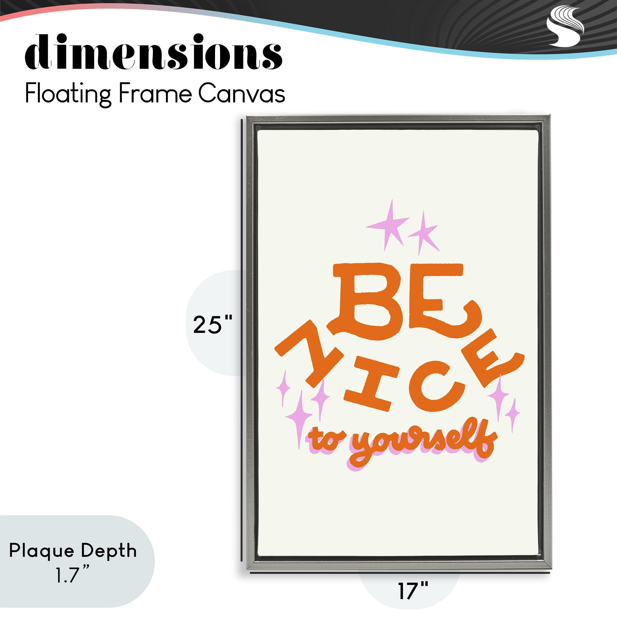Stupell Industries Be Nice To Yourself Gray Framed Floater Canvas Wall Art, design by Indira Prieto | IndySign