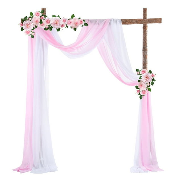 Chiffon Drapery Tulle Curtain Outdoor Wedding Arch Background Halloween Party Photo Photography