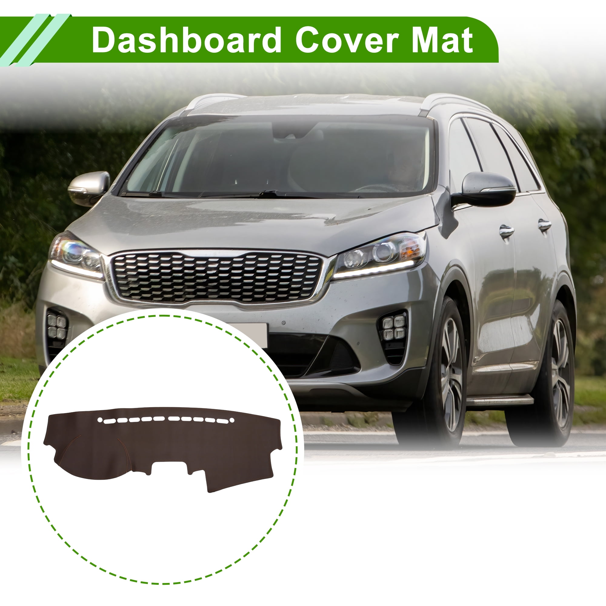 Unique Bargains Dashboard Cover for KIA Sorento 2009-2012 Dash Cover Mat Carpet Center Console Dash Cover Mat Car Interior Anti-Slip Faux Leather Brown 1 Pc