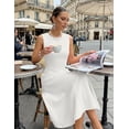 thumbnail image 3 of Merokeety Womens Summer Dresses Crew Neck A Line Midi Dress White m, 3 of 7