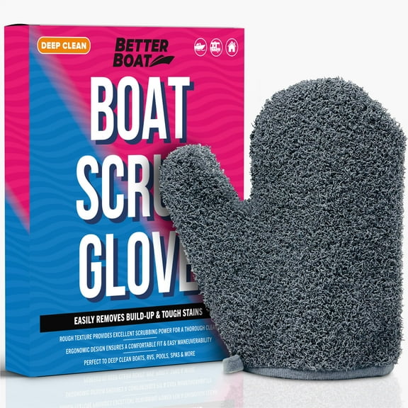 Ultimate Boat Scrubbing Brush Glove Deck Brush, Hull, Floor, Aluminum Pontoon Boat Accessories Marine Fishing Boat Accessories Boat Cleaner Boating Accessories Heavy Duty Scrub Brush Mitt