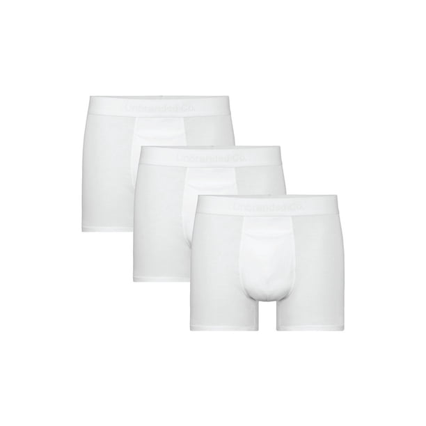 Paquete de 3 Boxers Para Hombre De Algodón Pima y Tela Spandex Unbranded Co Trunk 3 Pack White M (31-33)