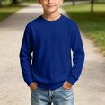 thumbnail image 6 of RUTAYY Boys Sweatshirt Waffle Knit Crew Neck Long Sleeve Cozy Solid Color Casual Pullover, Dark Blue, 6 of 6