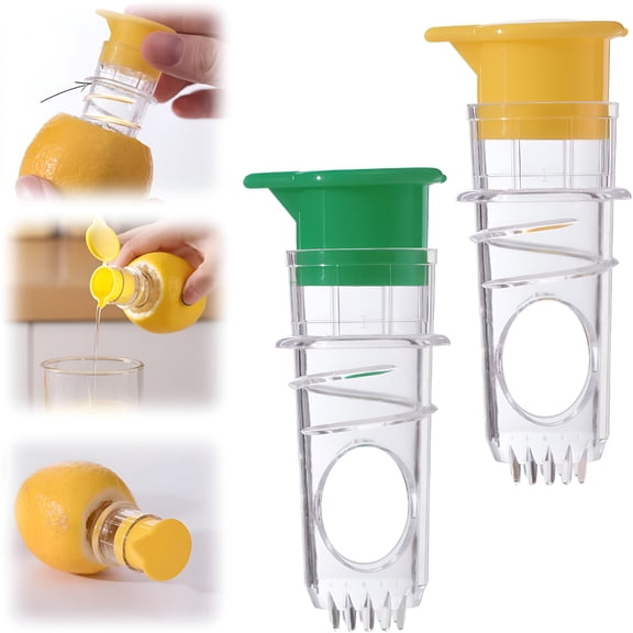 ACDANC Lemon Squeezer,Screw-Top Lemon Squeezer Manual Juicer with Built-In Filter Orange Citrus Press,Squeeze Lime for Cocktails Easy to Use,2PCS (Yellow Green)
